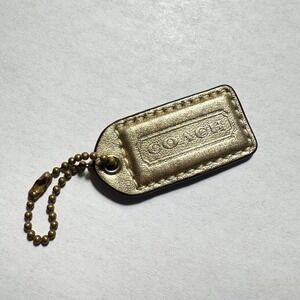 Coach 1.5" Metallic Gold Leather Hangtag
